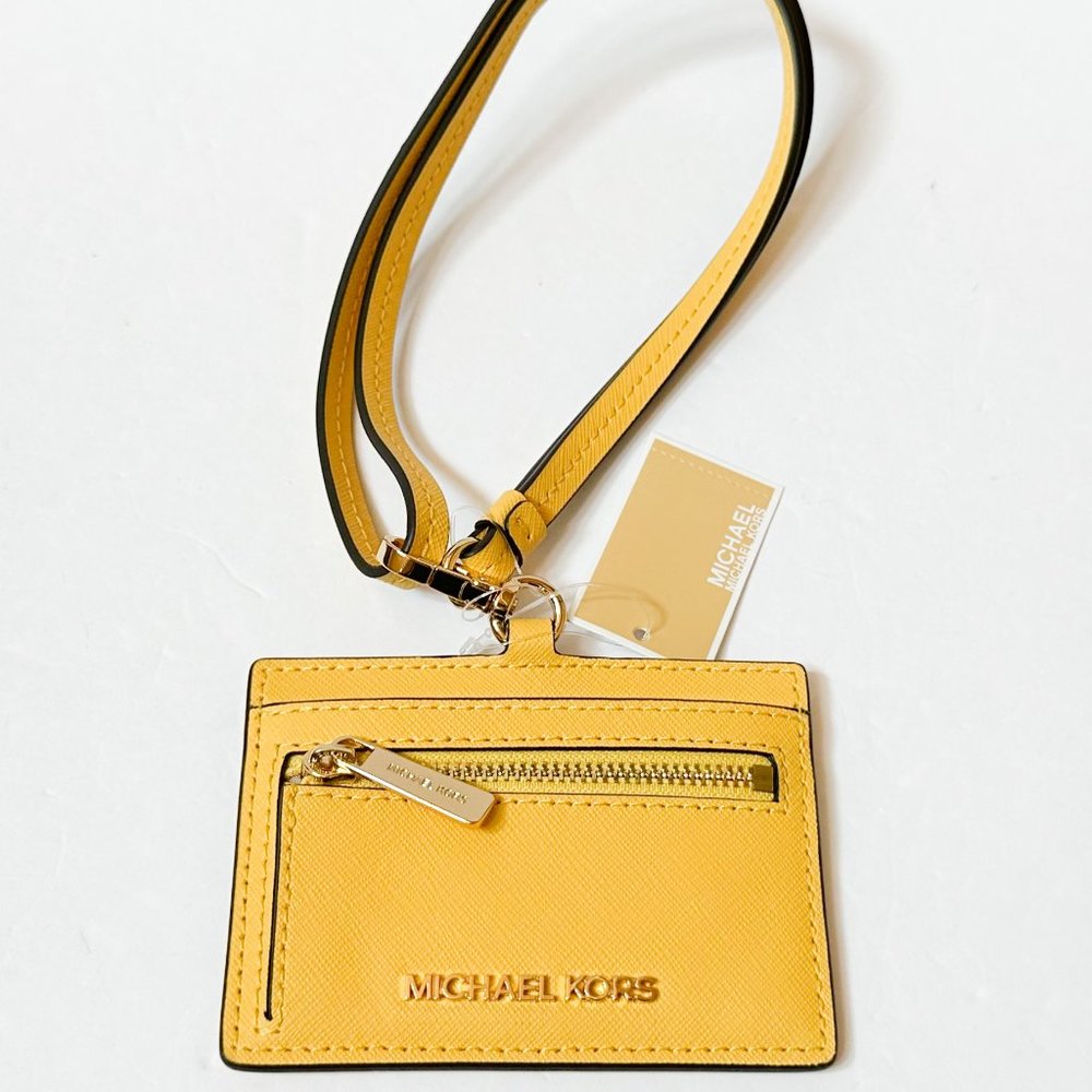 Michael Kors Jet Set Travel East West ID Credit Card Case Wallet Lanyard - Picture 3 of 9